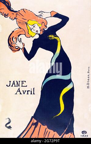 Poster of Jane Avril by Henri de Toulouse-Lautrec (1864-1901), lithograph, 1899 Stock Photo