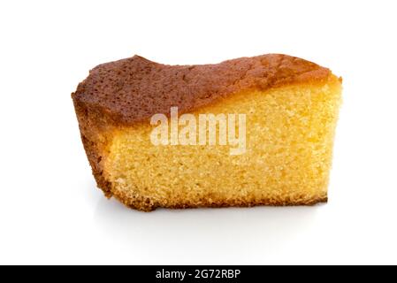 Slice of Italian sweet cake Torta Margherita homemade with eggs, flour, butter and sugar. Isoltaed on white Stock Photo