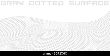 Abstract light gray dotted curved perspective surface. Simple vector graphic pattern Stock Vector