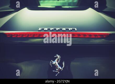 Back view of a Ferrari car, concept of luxury Stock Photo