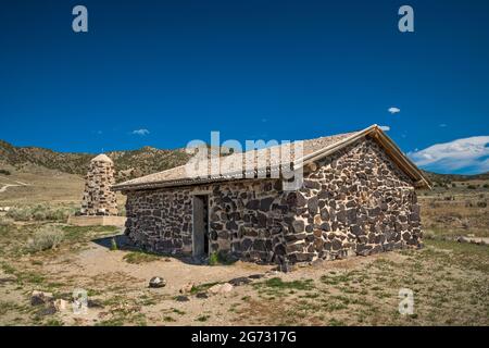Reconstructed Simpson Springs Station, Pony Express Trail, Back Country Byway, Great Basin, Utah, USA Stock Photo