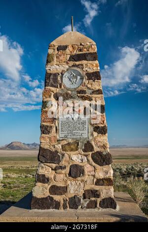 Monument at Simpson Springs Station, Pony Express Trail, Back Country Byway, Great Basin, Utah, USA Stock Photo