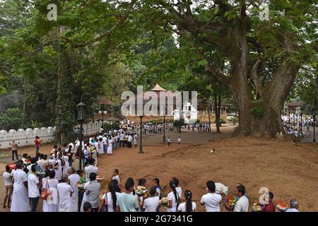 Sri Daladamaligawa Kandy. Temple of the Sacred Tooth Relic; commonly known as the ශ්රී දළදා මාළිගාව, is a Buddhist temple in Kandy, Sri Lanka. It is located in the royal palace complex of the former Kingdom of Kandy, which houses the relic of the tooth of the Buddha. Sri Lanka. Stock Photo