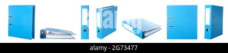 Blue office folder on white background Stock Photo
