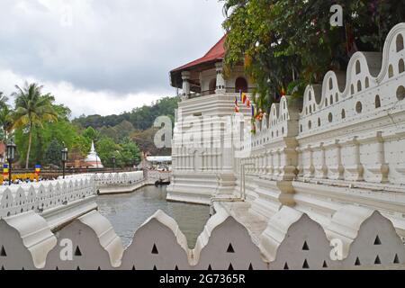 Sri Daladamaligawa Kandy. Temple of the Sacred Tooth Relic; commonly known as the ශ්රී දළදා මාළිගාව, is a Buddhist temple in Kandy, Sri Lanka. It is located in the royal palace complex of the former Kingdom of Kandy, which houses the relic of the tooth of the Buddha. Sri Lanka. Stock Photo