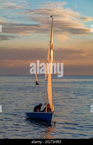 Sailing on a calm Bristol channel Stock Photo