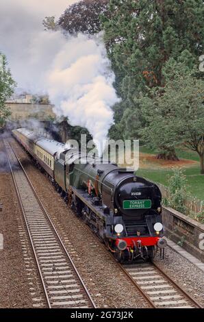 Clan Line steam train through Bath