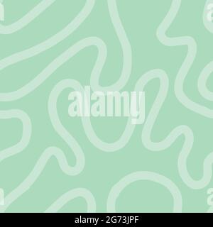 mint tiffany green maze lines hand drawn brushstroke seamless pattern. vector doodle endless pattern for textile wrapping digital paper template. Stock Vector