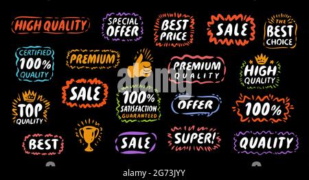 Set of labels and stickers for web applications and businesses. Vector illustration concepts for packaging design Stock Vector