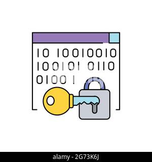 Encryption sign olor line icon. Pictogram for web page, mobile app, promo. UI UX GUI design element. Editable stroke. Stock Vector