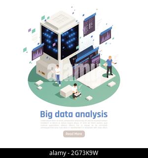 Big data service isometric composition with compute and storage architecture collecting managing real time analytics vector illustration Stock Vector