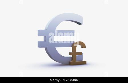 Exchange rating of Dollar and Pounds Sterling Isolated on a White Background Stock Photo