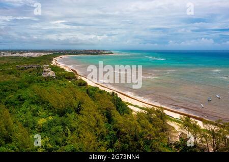 Aerial view of the Playa Del Carmen town in Mexico. Stock Photo