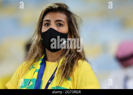 10th July 2021, Estádio do Maracan&#xe3;, Rio de Janeiro, Brazil. Copa America tournament final, Argentina versus Brazil; Fan of Brasil Stock Photo