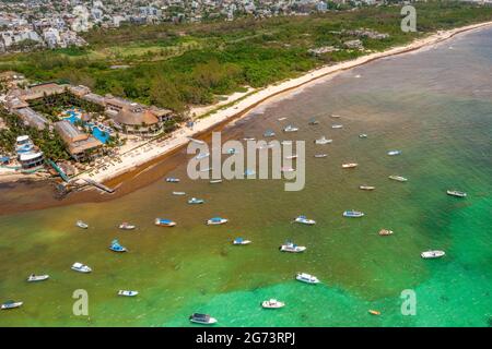 Aerial view of the Playa Del Carmen town in Mexico. Stock Photo