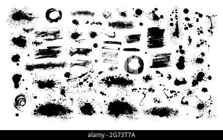 Set of blots . Paint stains black blotch background. Grunge Design Element. Brush Strokes. Vector illustration Stock Vector