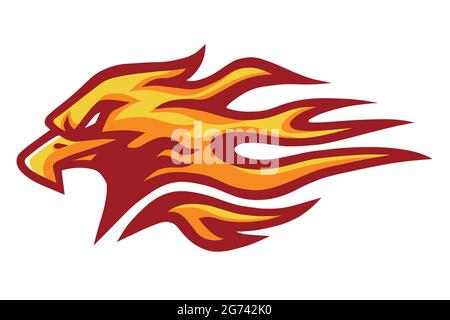Eagle Head Fire Flame Logo Vector Mascot Design Stock Vector
