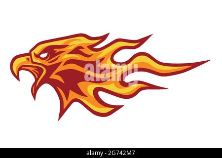 Eagle Head Burning Fire Flame Logo Vector Mascot Design Stock Vector