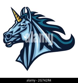 Unicorn Head Logo Design Gaming Esport Mascot Illustration Stock Vector