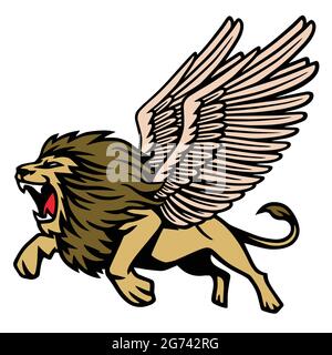 Winged Lion Heraldic Flying Vector Illustration Stock Vector
