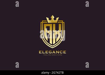 AX elegant luxury monogram logo or badge template with scrolls and royal crown - perfect for luxurious branding projects Stock Vector