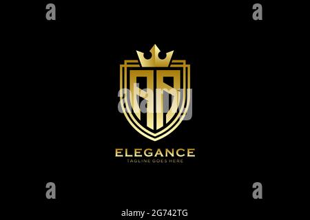 AR elegant luxury monogram logo or badge template with scrolls and royal crown - perfect for luxurious branding projects Stock Vector