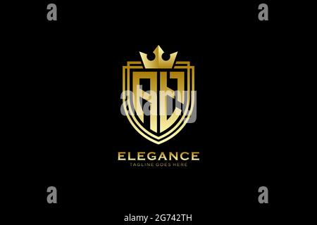 AT elegant luxury monogram logo or badge template with scrolls and royal crown - perfect for luxurious branding projects Stock Vector