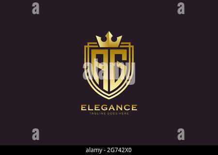 AG elegant luxury monogram logo or badge template with scrolls and royal crown - perfect for luxurious branding projects Stock Vector