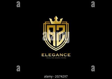 AZ elegant luxury monogram logo or badge template with scrolls and royal crown - perfect for luxurious branding projects Stock Vector