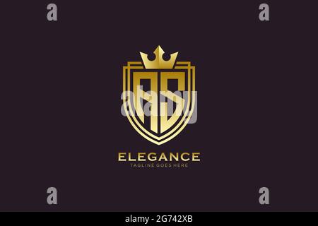 AS elegant luxury monogram logo or badge template with scrolls and royal crown - perfect for luxurious branding projects Stock Vector
