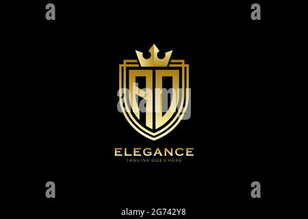 AO elegant luxury monogram logo or badge template with scrolls and royal crown - perfect for luxurious branding projects Stock Vector
