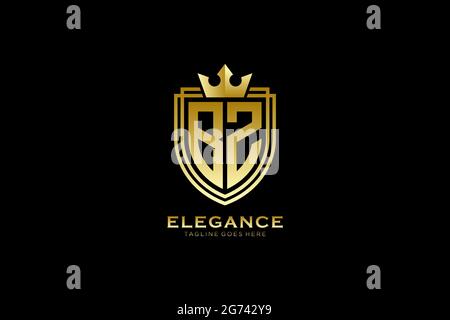 BZ elegant luxury monogram logo or badge template with scrolls and royal crown - perfect for luxurious branding projects Stock Vector
