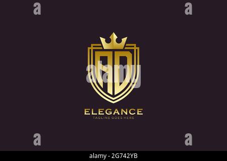 AD elegant luxury monogram logo or badge template with scrolls and royal crown - perfect for luxurious branding projects Stock Vector