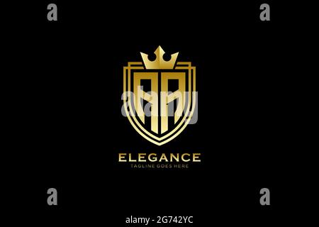 AA elegant luxury monogram logo or badge template with scrolls and royal crown - perfect for luxurious branding projects Stock Vector