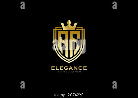AF elegant luxury monogram logo or badge template with scrolls and royal crown - perfect for luxurious branding projects Stock Vector