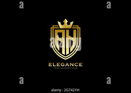 AH elegant luxury monogram logo or badge template with scrolls and royal crown - perfect for luxurious branding projects Stock Vector