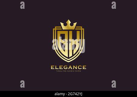 BX elegant luxury monogram logo or badge template with scrolls and royal crown - perfect for luxurious branding projects Stock Vector
