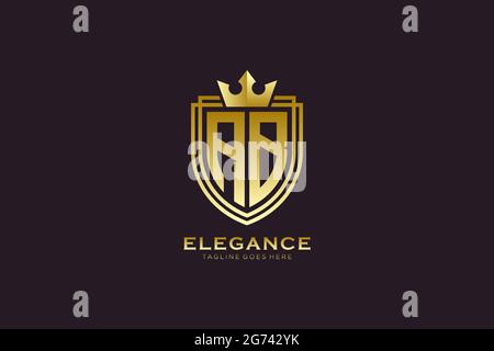 AB elegant luxury monogram logo or badge template with scrolls and royal crown - perfect for luxurious branding projects Stock Vector