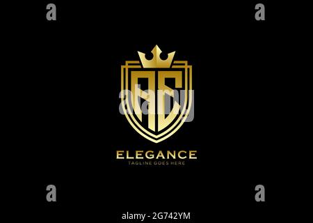 AE elegant luxury monogram logo or badge template with scrolls and royal crown - perfect for luxurious branding projects Stock Vector