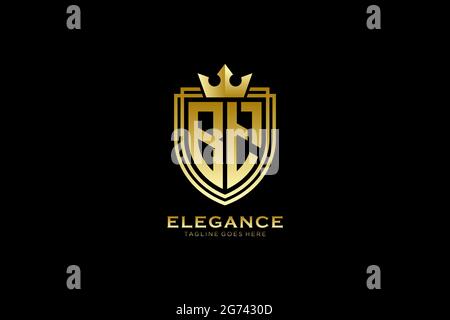 BT elegant luxury monogram logo or badge template with scrolls and royal crown - perfect for luxurious branding projects Stock Vector