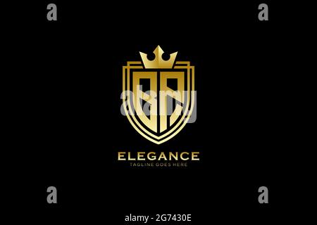 BP elegant luxury monogram logo or badge template with scrolls and royal crown - perfect for luxurious branding projects Stock Vector