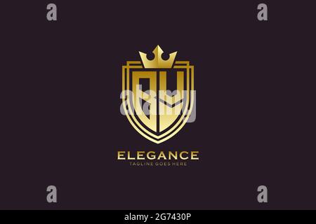 BV elegant luxury monogram logo or badge template with scrolls and royal crown - perfect for luxurious branding projects Stock Vector