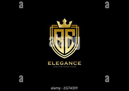 BE elegant luxury monogram logo or badge template with scrolls and royal crown - perfect for luxurious branding projects Stock Vector