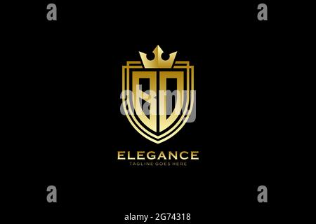 BO elegant luxury monogram logo or badge template with scrolls and royal crown - perfect for luxurious branding projects Stock Vector