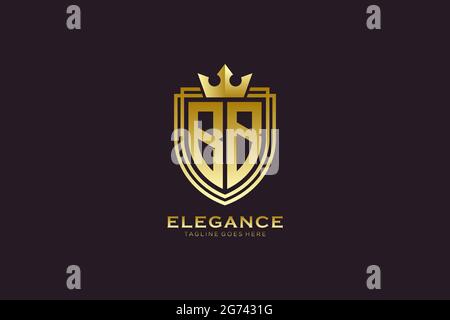 BB elegant luxury monogram logo or badge template with scrolls and royal crown - perfect for luxurious branding projects Stock Vector