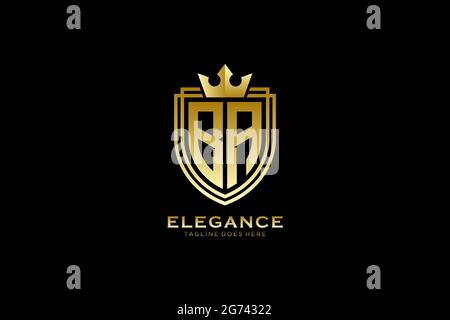 BA elegant luxury monogram logo or badge template with scrolls and royal crown - perfect for luxurious branding projects Stock Vector