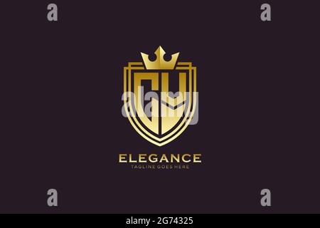 CV elegant luxury monogram logo or badge template with scrolls and royal crown - perfect for luxurious branding projects Stock Vector