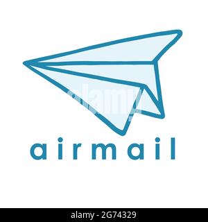 Airmail Paper Plane Logo Design Vector Illustration Icon Stock Vector
