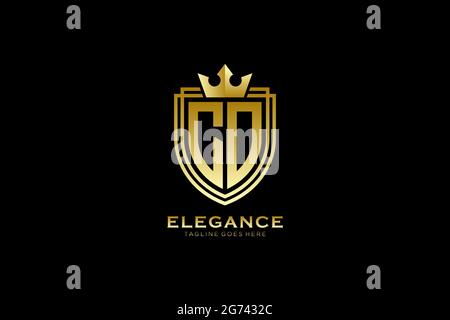 CO elegant luxury monogram logo or badge template with scrolls and royal crown - perfect for luxurious branding projects Stock Vector