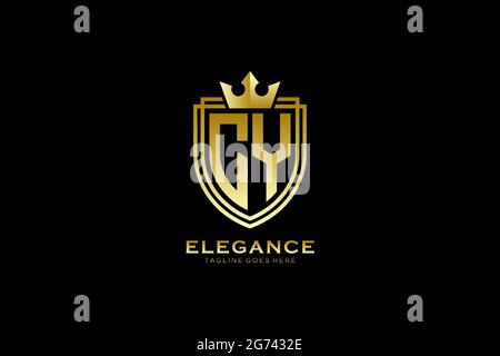 CY elegant luxury monogram logo or badge template with scrolls and royal crown - perfect for luxurious branding projects Stock Vector